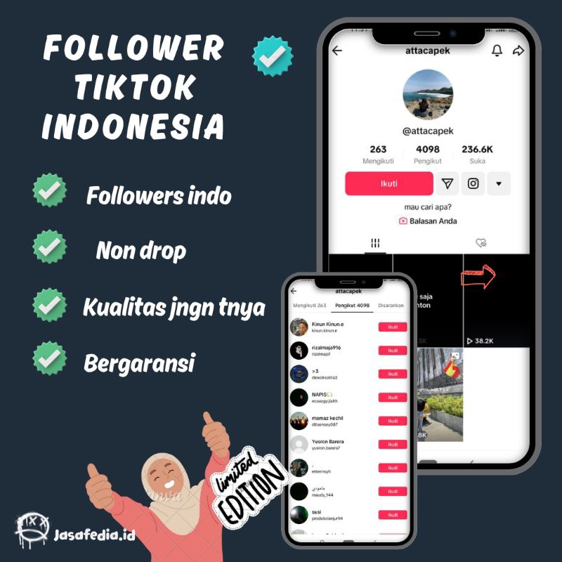 Jual follower tiktok indo permanen follower tiktok | Shopee Indonesia