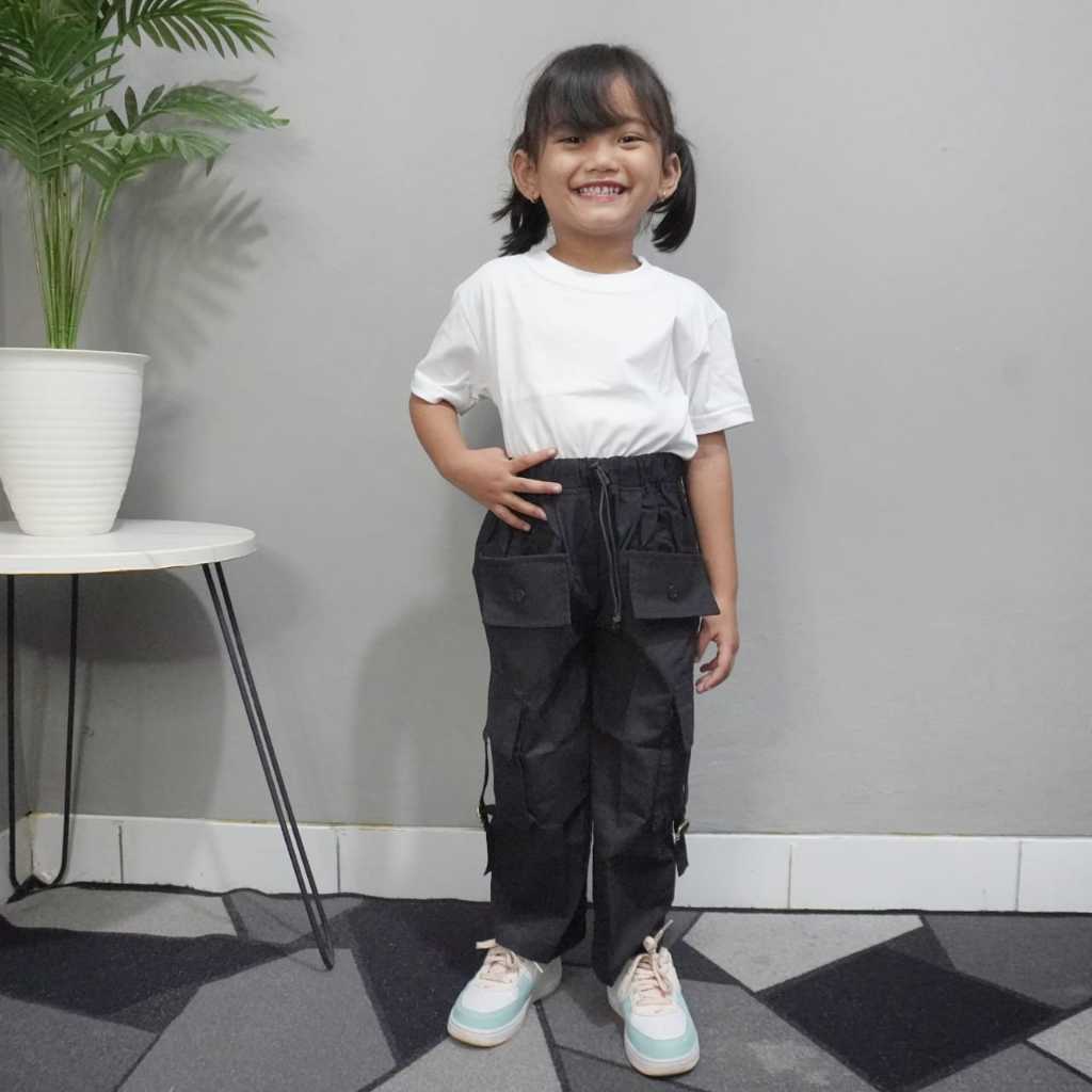 BROKIDS - Celana Cargo Anak Canvas 2 - 10 Tahun Unisex - Wendy Hitam