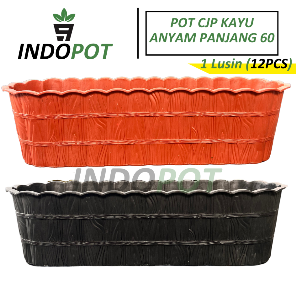 Jual (12PCS) Pot Panjang CJP Anyam Kayu Ukuran 60 Pot Plastik Tebal ...