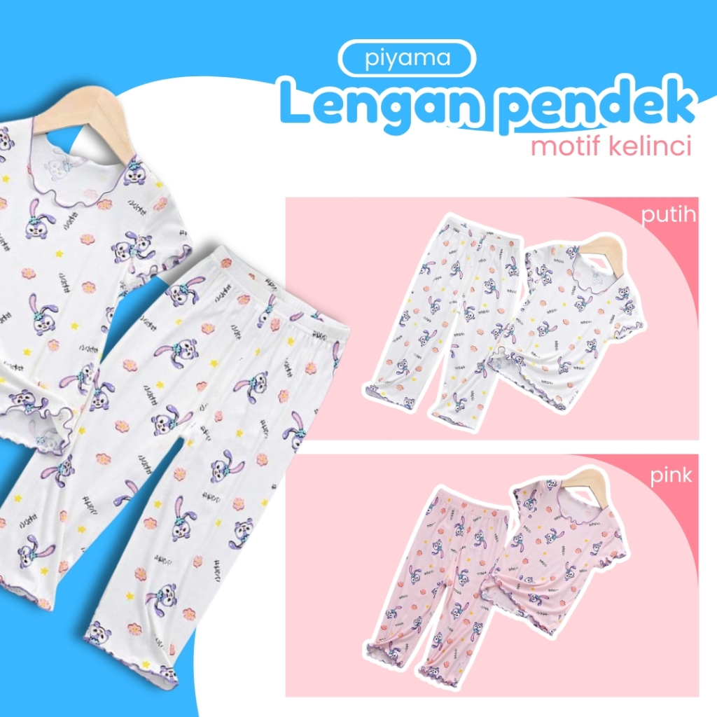 Jual BABYKIDDOS 1-8 Tahun Piyama Rabbit Anak Perempuan Lengan Pendek ...