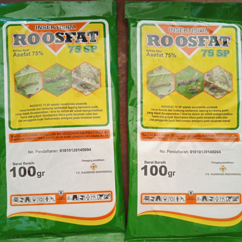 Jual insectisida ROOSFAT 75 SP, asefat 75 % kemasan 100 g, ulat dan ...