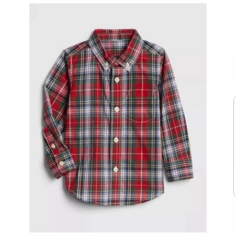 Jual CUTIE BABY KEMEJA KOTAK PANJANG TAHUN NATAL MERAH