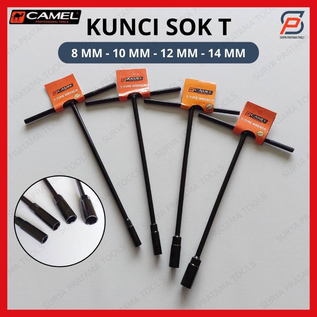 Jual Camel Kunci Sok T 8 10 12 14 mm Kunci Sock Shock Hitam Socket T ...