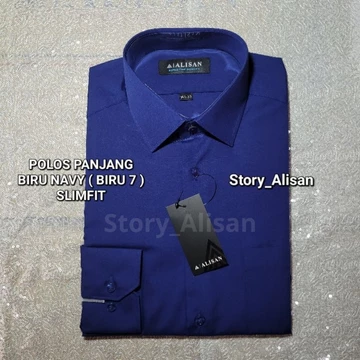 Kemeja Alisan Polos Slimfit Lengan Panjang ( 100 )