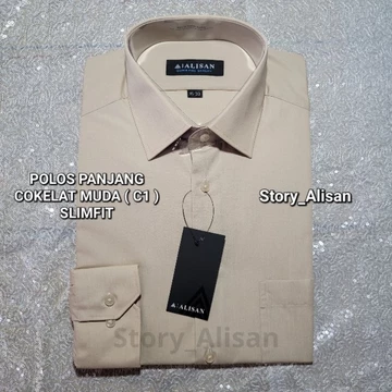 Kemeja Alisan Polos Slimfit Lengan Panjang ( 100 )
