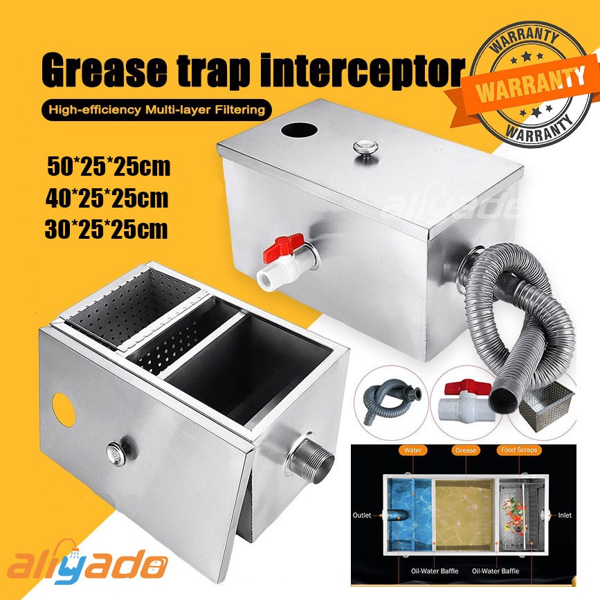 Jual Ready Grease Trap Stainless Steel 4 Lapisan 50x25x25cm Penyaring Lemak Dapur Penyaring