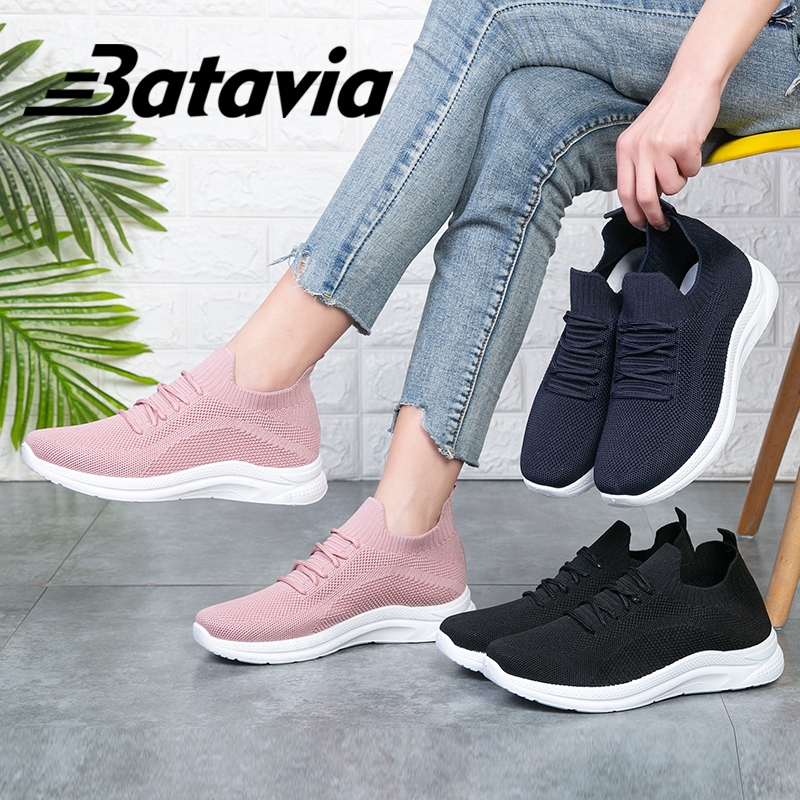 Jual Batavia Sepatu Hitam Sepatu Merah Muda Sepatu Kanvas Wanita Rajut