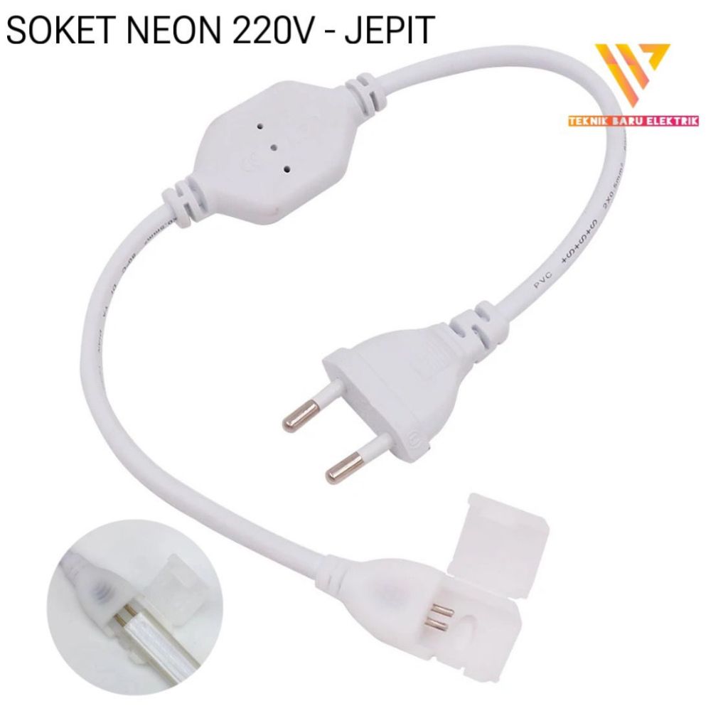 Jual SOKET LED NEON FLEX 220V JEPIT - KABEL ADAPTOR COLOKAN WATERPROOF ...