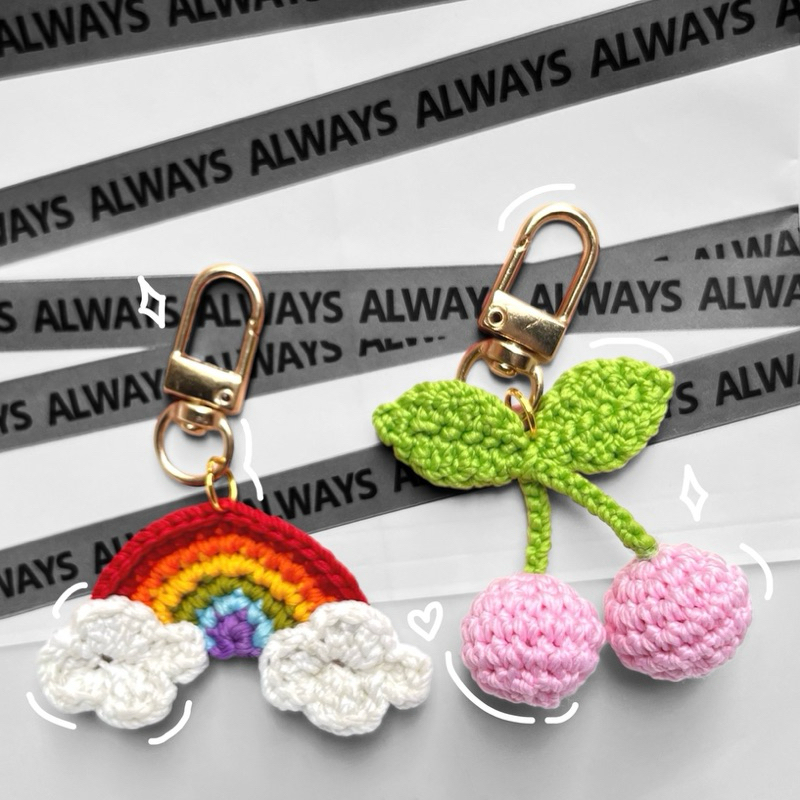 Jual Amigurumi Red Cherry Rainbow Keychain Gantungan Kunci Ganci Bag ...