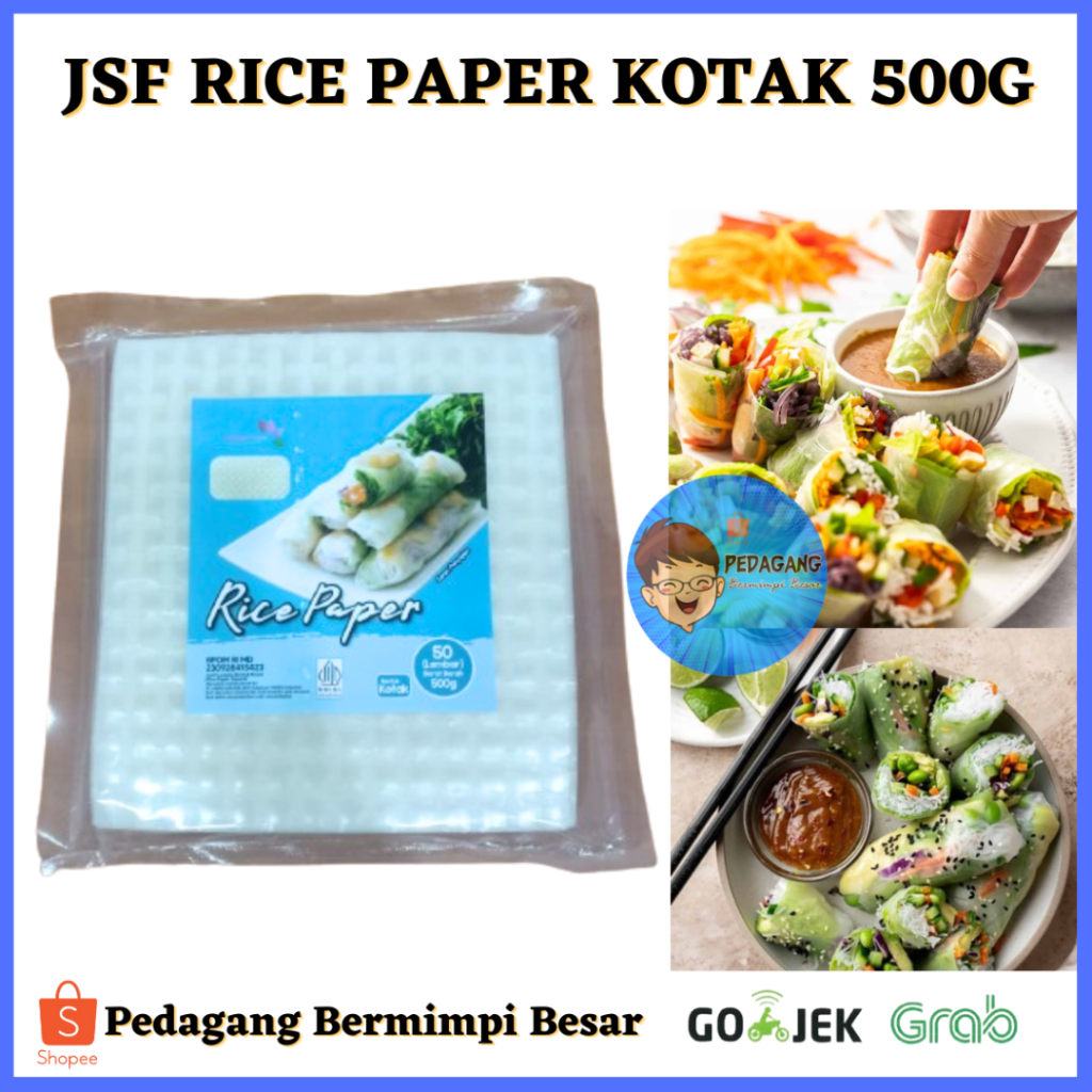 Jual JSF RICE PAPER KOTAK 500G/ Rice Paper Vietnam Kulit Lumpia 500g ...