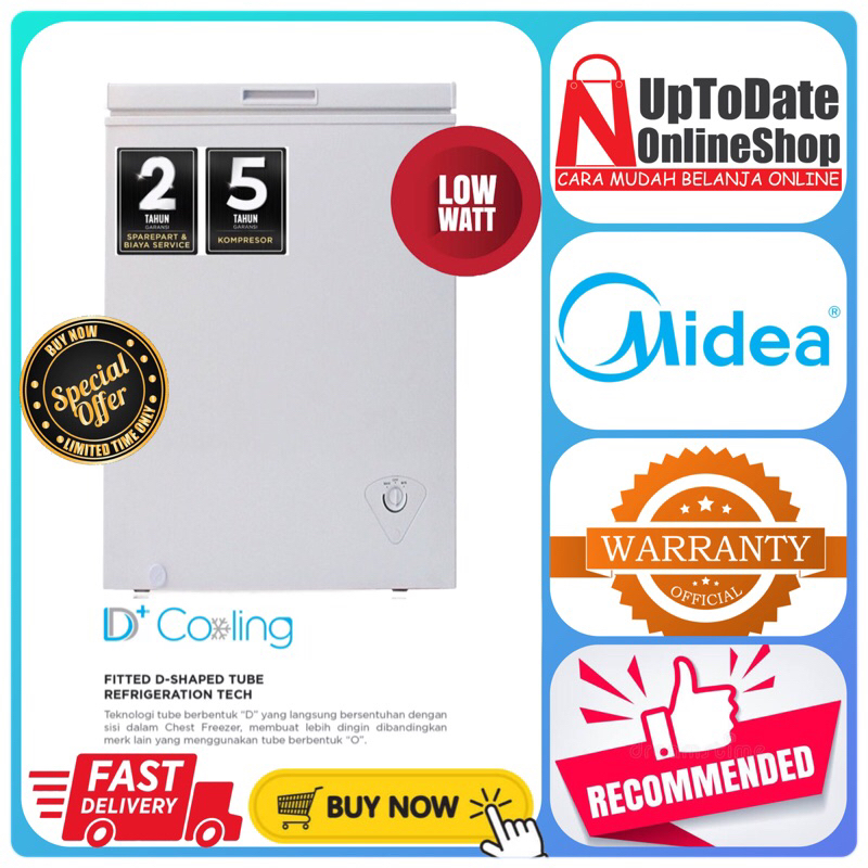 Jual MIDEA CHEST FREEZER HS129C HS 129C 129C FREEZER BOX 100L SUPER FAST FREEZING SUPER LOW