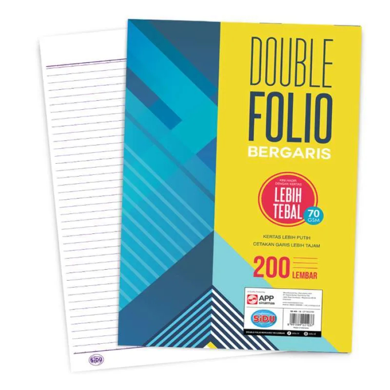 Jual Kertas Double Folio Bergaris 200 Lembar Sidu Sinar Dunia Murah