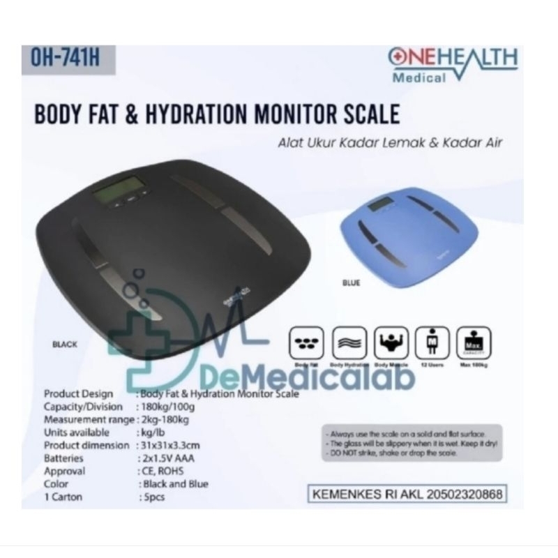 Jual Timbangan Digital Body Fat & Hydration Monitor Scale Onehealth OH
