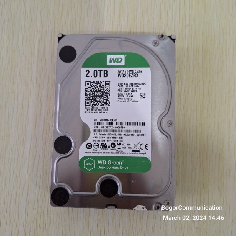 Jual Hard Disk WD Green 2TB HDD Desktop PC CCTV Health Sentinel 100% ...