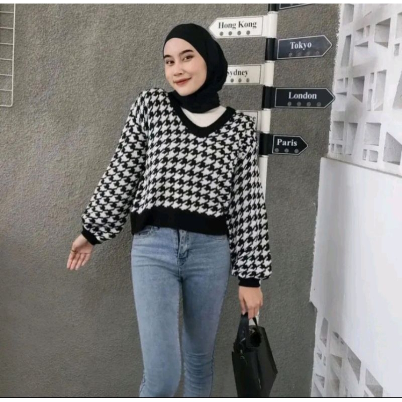 Jual [BEST SELLER] JENNIE CROP SWEATER KOREAN STYLE/AUTUMN CROP RAJUT ...
