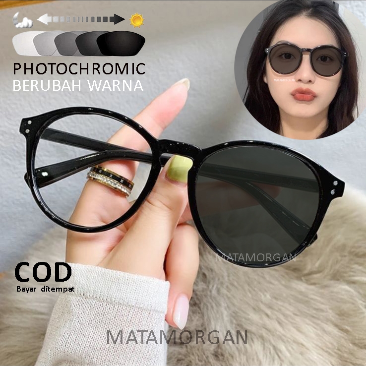 Jual Kacamata Lensa Photocromic Anti UV Anti Sinar Matahari Frame Bulat ...