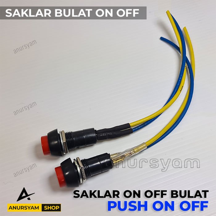 Jual Saklar Push ON OFF Bulat Plus Kabel / Switch Push Button ON OFF ...