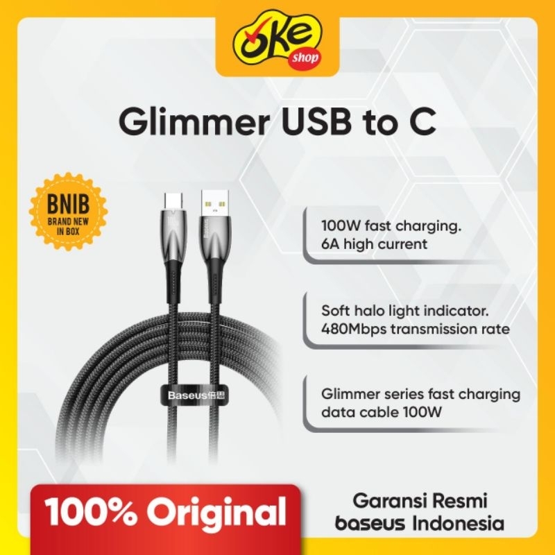 Jual Data Cable Fast Charging Usb To Type C 100w Glimmer Series Baseus Shopee Indonesia 4513