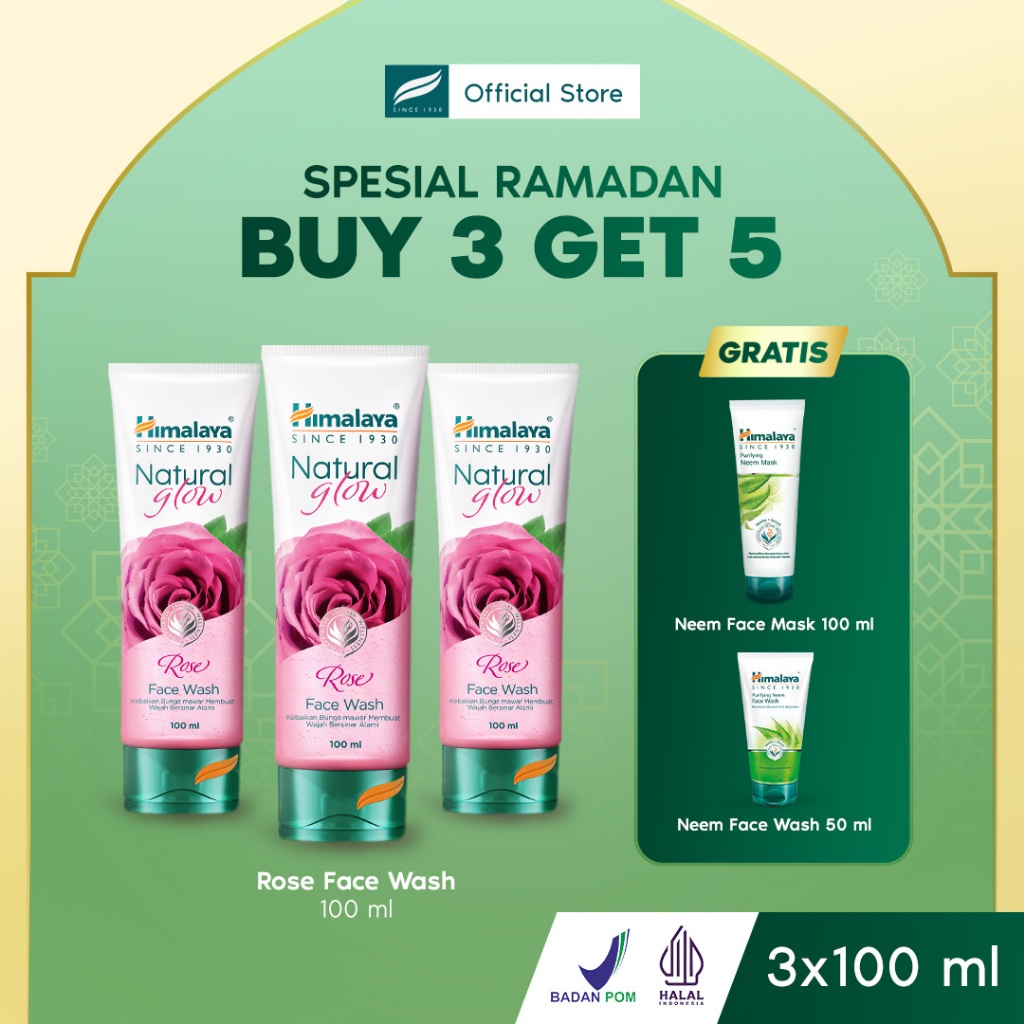 Jual ( BUY 3 GET 5 ) Himalaya Natural Glow Rose Face Wash 3X 100ml