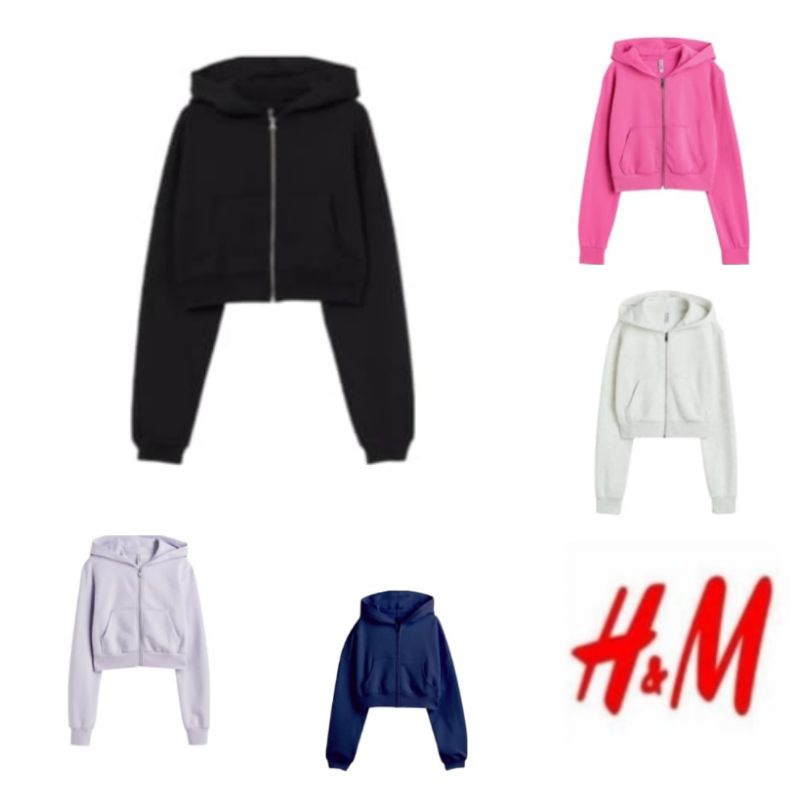Jual ZIPPER CROP HNM/HOODIE CROP HNM model korea dewasa | Shopee Indonesia
