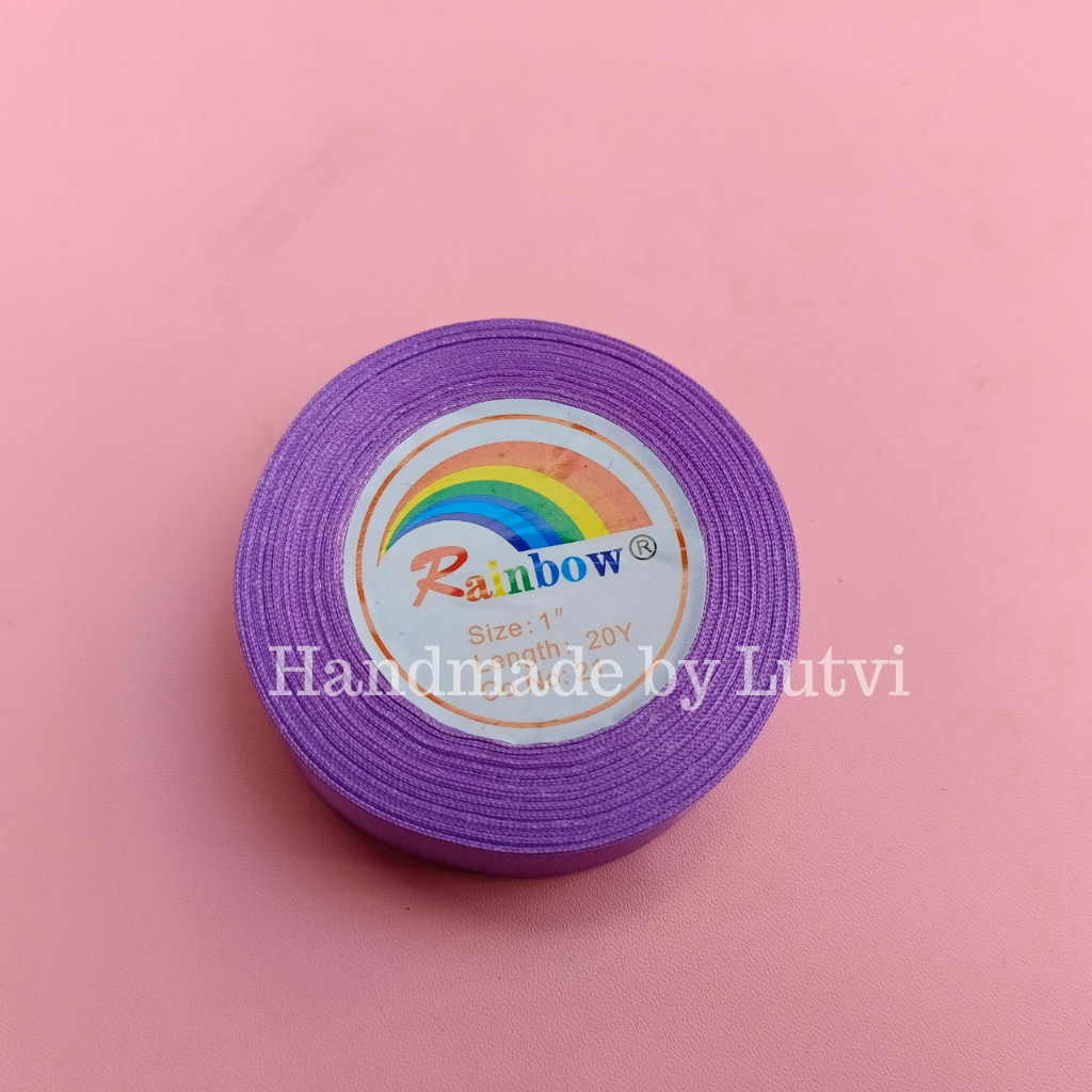 Jual 1 Gulung Pita Satin 1 Inch Lebar 2 5 Cm Pita Satin Rainbow