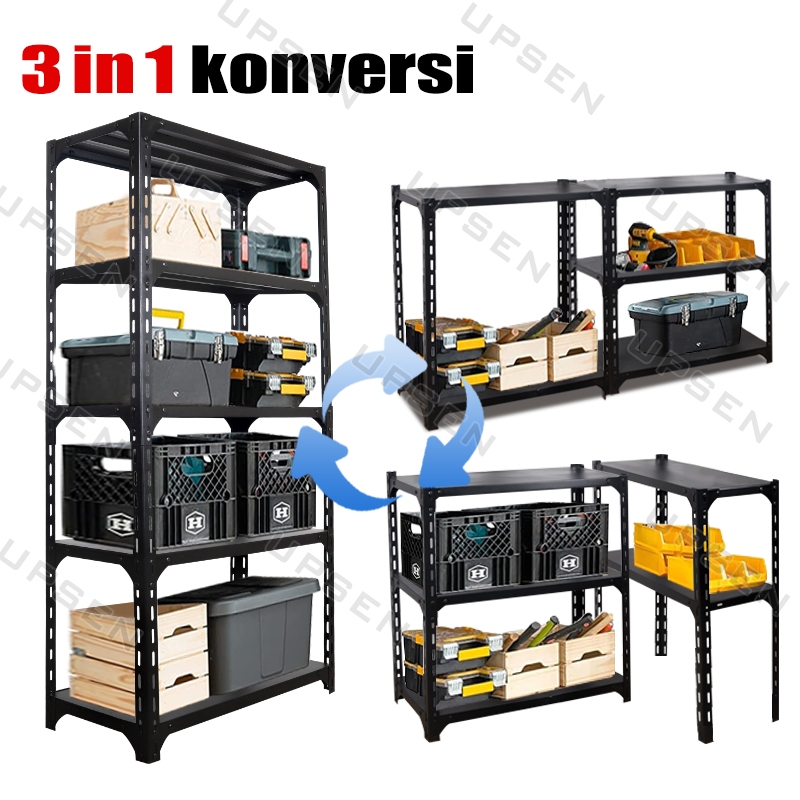 Jual 100% BESI Rak Besi Susun 120*40*200CM Rak besi siku 5 susun Rak ...