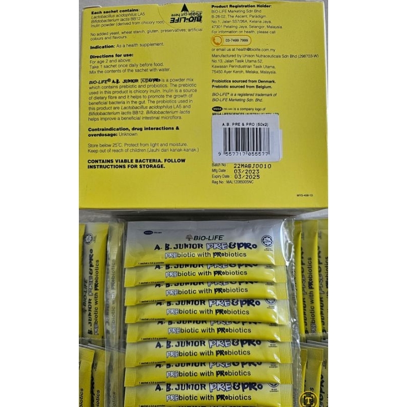 Jual BIOLIFE A.B. JUNIOR PROBIOTIK DAN PREBIOTIK EXP 3/2025 (10 SACHET ...