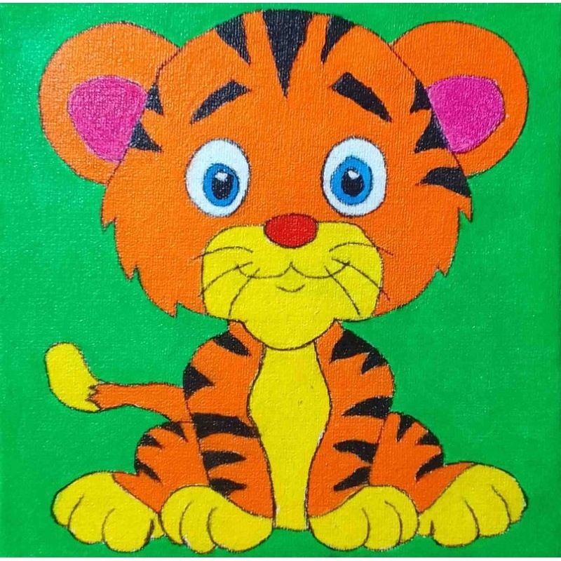 Jual Lukisan harimau imut 15 x 15 cm | Shopee Ind…