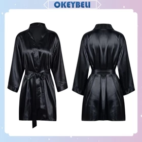 •OKEY BELI•BT004 Baju Tidur Sexy Kimono Set G String Bahan Satin Adem Piyama Satin Lengan Pendek