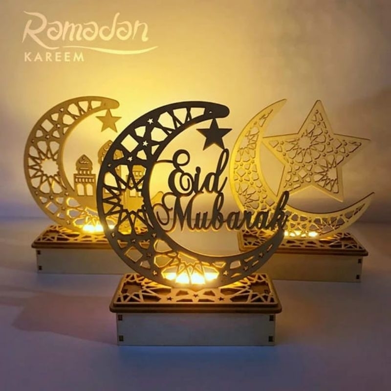 Dekor Muslim Islamic Bahan kayu untuk Hiasan Ramadan, Hadiah Lebaran Souvenir Gift DIY