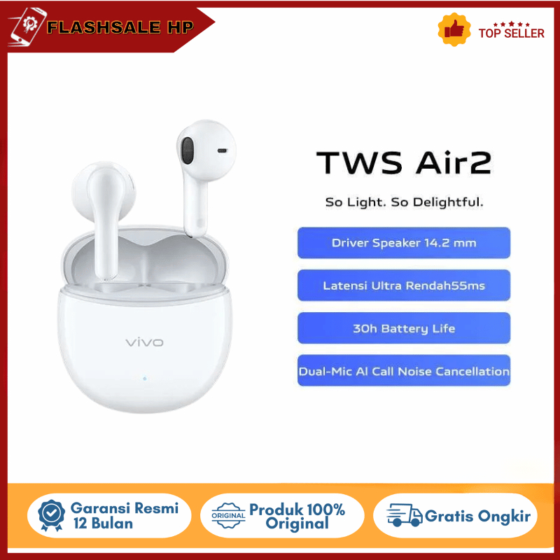 Vivo TWS Air2 Earphone Headset Bluetooth Original Garansi Resmi