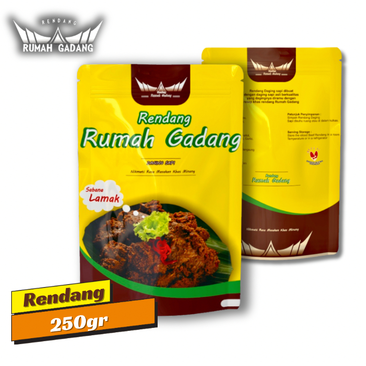 Jual Rendang Daging Sapi Iris Kemasan 250 Gr Asli Minang Padang Prmo