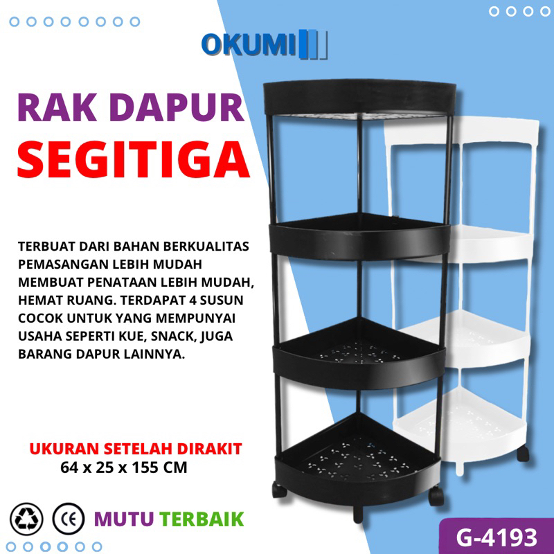Jual OKUMI Rak Dapur Susun Serbaguna Rak Troli 4 Susun Portable Estetik ...