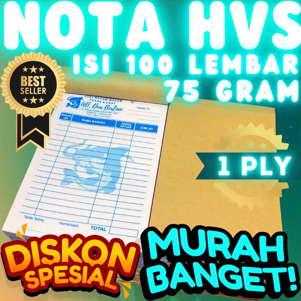 Jual Nota Custom 1 Ply HVS 75 Gram TerMurah Gratis Desaign dan Logo ...