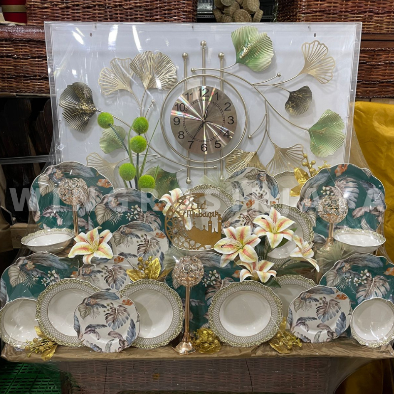 Jual Parcel Set Piring Keramik Cantik Capodimonte + Jam Dinding Akrilik ...