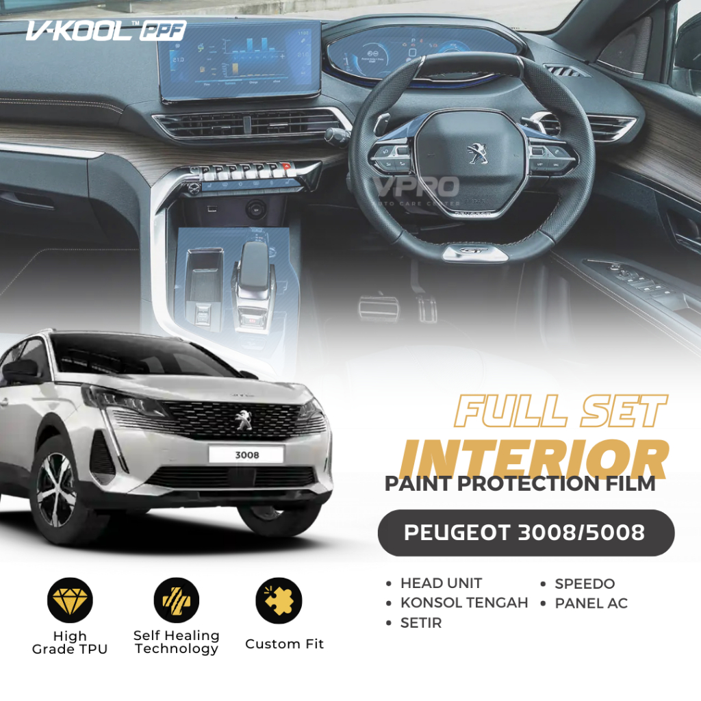 Jual VKOOL PPF Interior Protector Peugeot 3008 / 5008 - Full Set ...