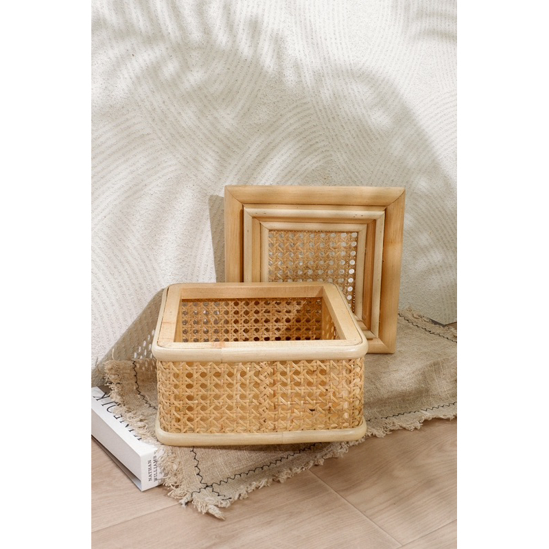 Jual Square Webbing Box | Kotak Rotan | Kotak Hampers | Shopee Indonesia