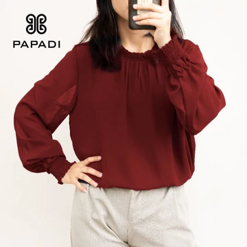 IB0037 PAPADI Blouse Wanita Polos Korean Style Import Siffon Atasan Wanita Kantoran