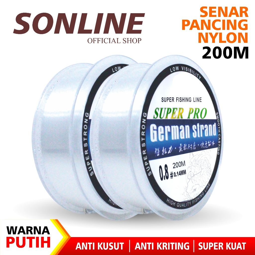 Jual SONLINE Tali Pancing Germany Fishing Line 200m Pancing Invisible ...