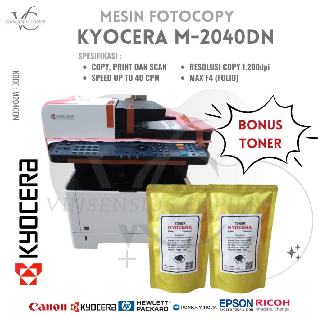 Jual MESIN FOTOCOPY KYOCERA M-2040DN PORTABLE FREE TONER 2 PACK ...