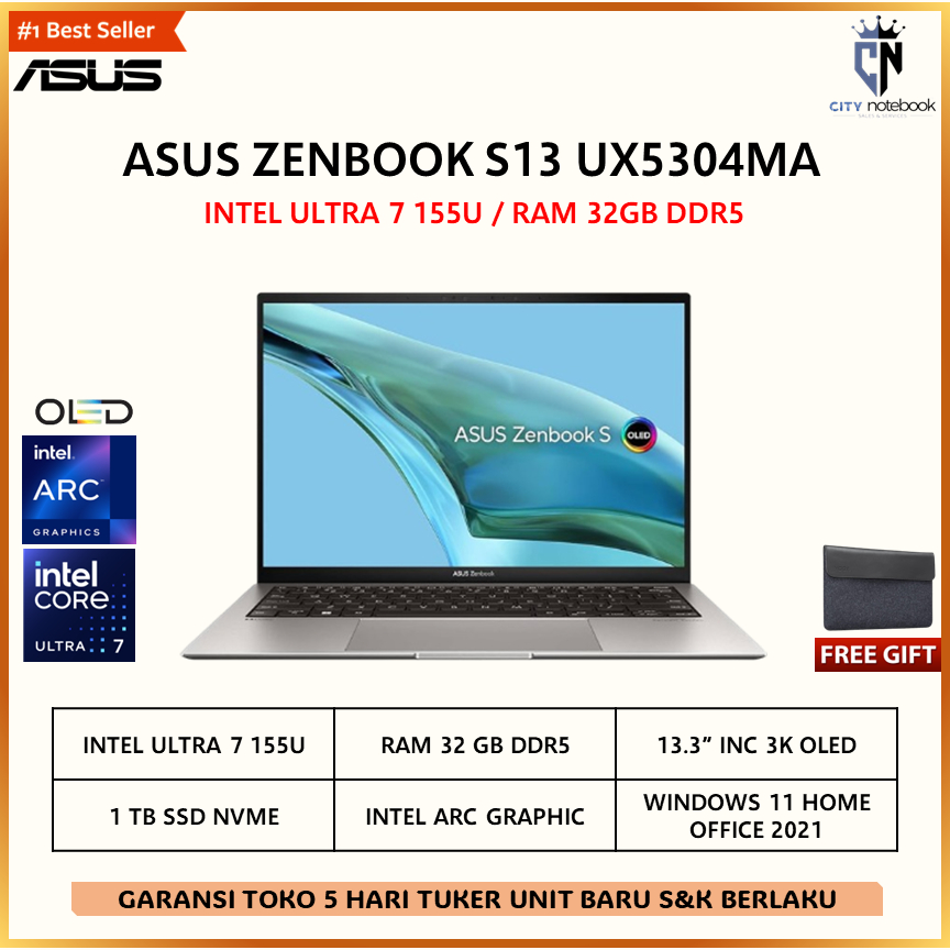 Jual Asus Zenbook S13 Oled Ux5304ma Ultra 7 155u Ram 32gb 1tb W11 Ohs 133 3k Shopee Indonesia 