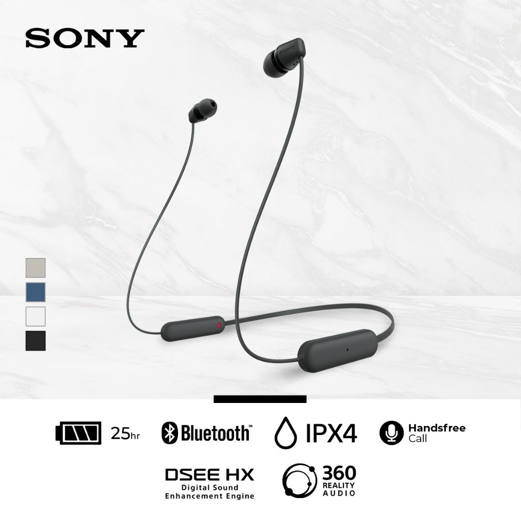 SONY WI-C100 In Ear Wireless Bluetooth Headset With Microphone For Android  & IOS - Black [Battery Up to 25h] Earphone Headphone Handsfree