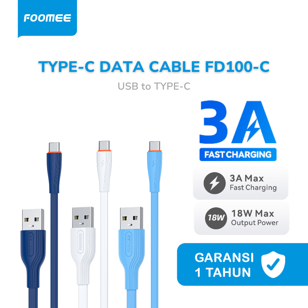 Jual foomee fd100 kabel data type c lightning micro fast charging 1m