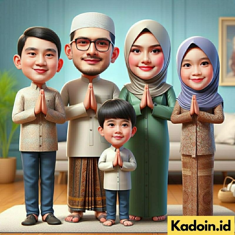 Jual Jasa Edit Karikatur Keluarga Lebaran | Idul Fitri | Minal Aidzin ...