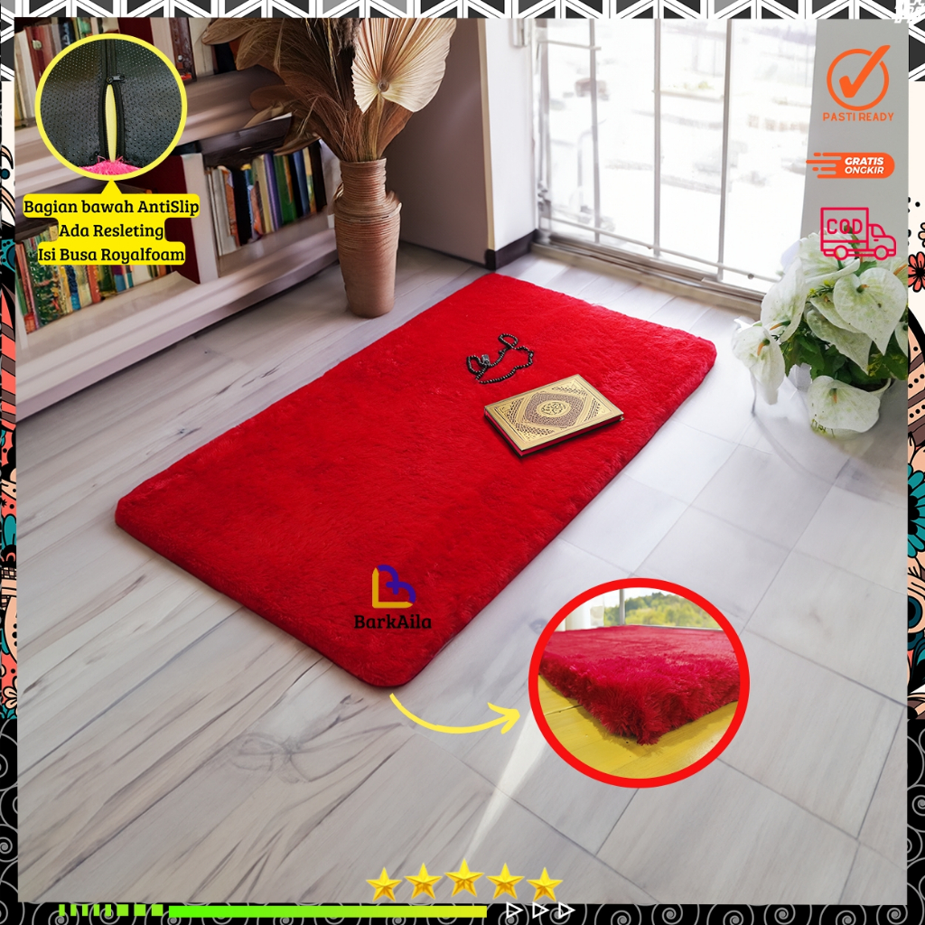 Jual ( ANTI SLIP ) Sajadah bulu rasfur polos ukuran 115 cm x 65 cm x 4. ...