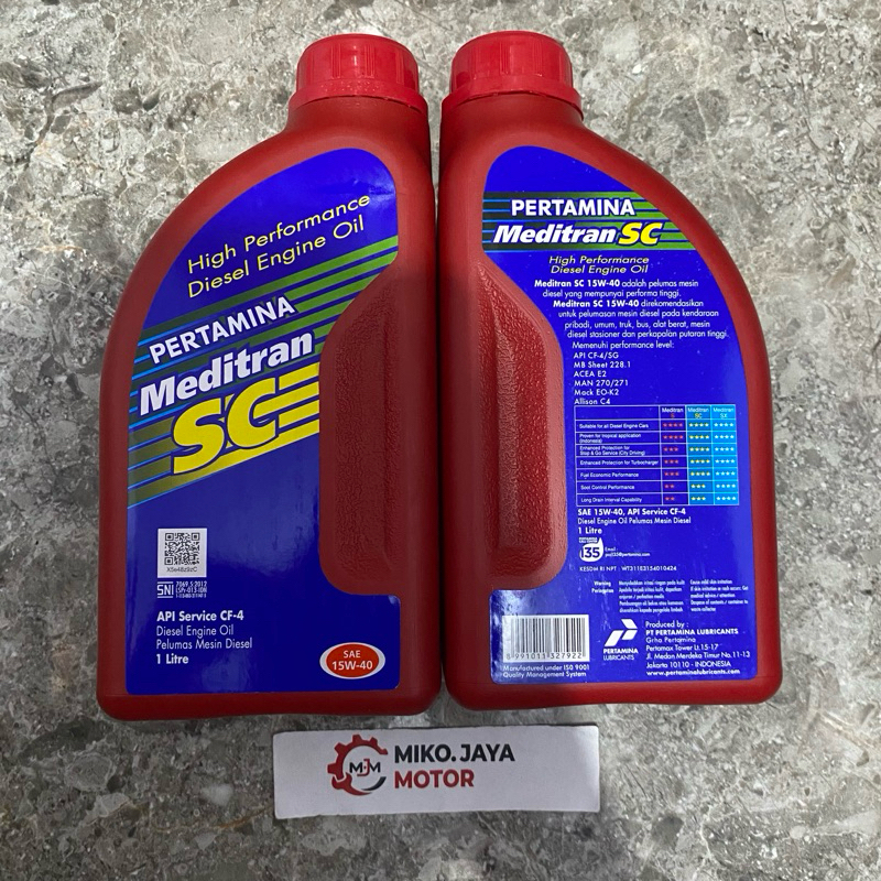 Jual OLI PERTAMINA MEDITRAN SC 1 LITER SAE 15W-40 API SERVICE CF-4 (Di ...