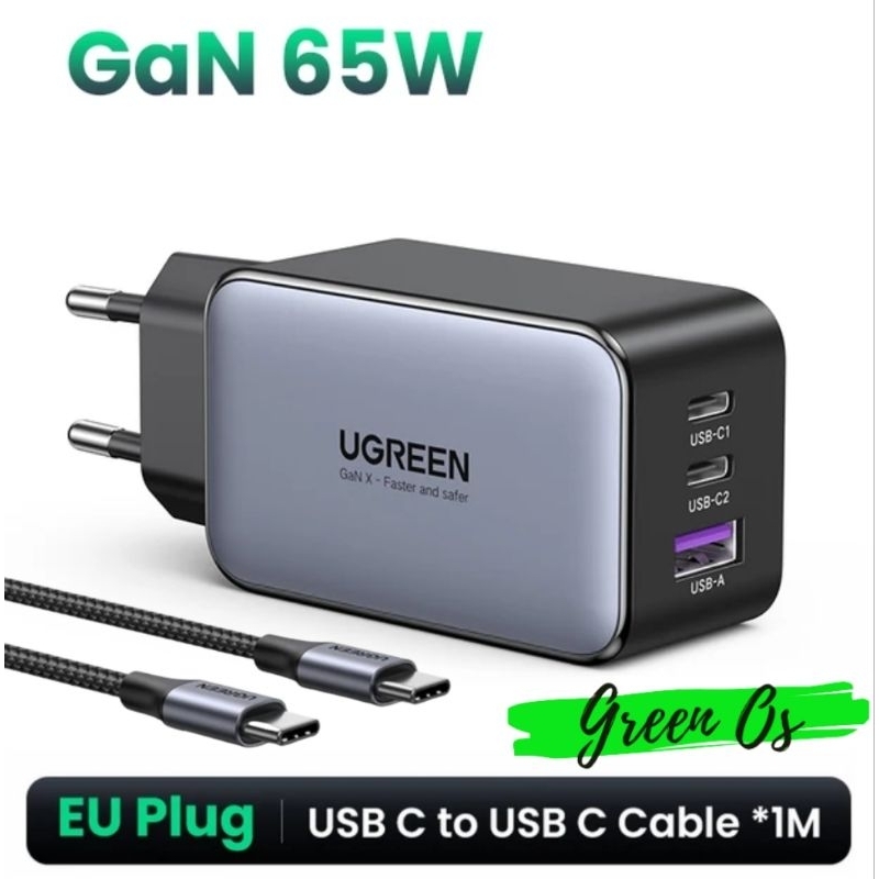 Jual Ugreen 65W GaN PRO 3 Port 2C 1A Fast Charger for iPhone Samsung ...