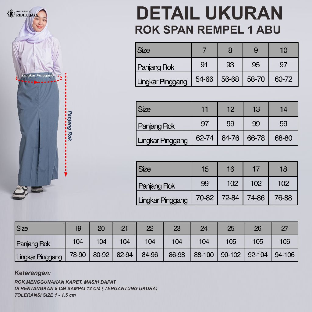 Jual RIDHO JAYA - Rok Span Rempel 1 Abu Rok Plisket Rok Sekolah ...