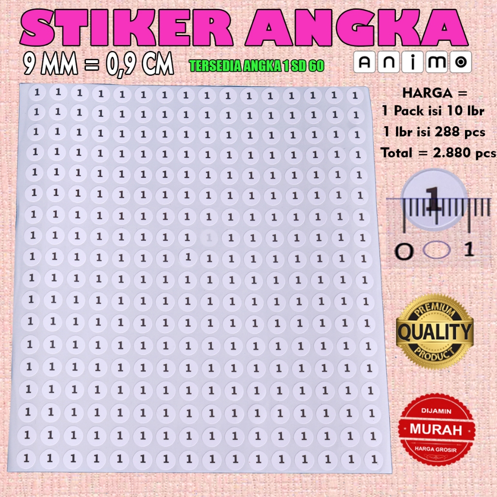 Jual STIKER ANGKA Bulat - Stiker Angka 1 2 3 4 5 6 7 8 9 10 Sd 60 ...