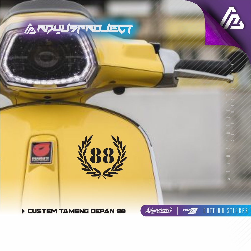 Jual NOMOR VESPA CUSTOM BODY TAMENG DEPAN 02 Stiker Sticker Cutting ...